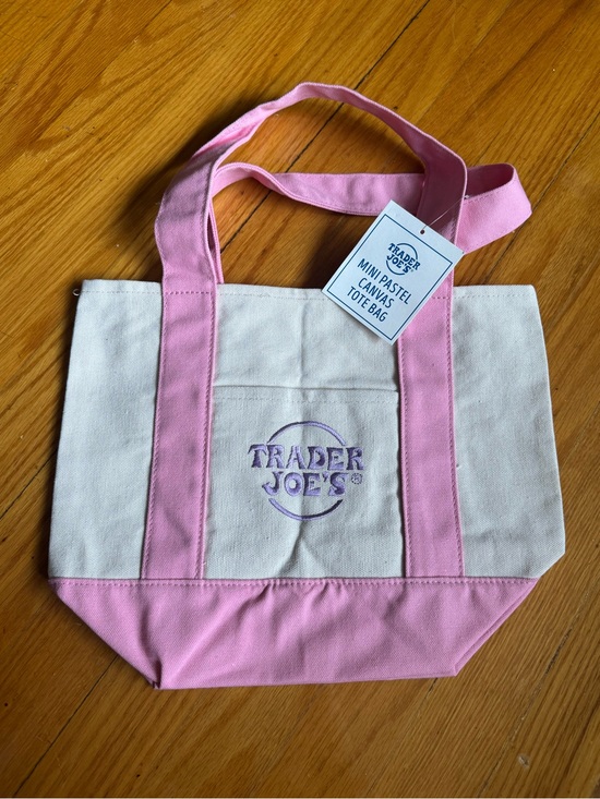 Trader Joe'S Handbags - NWT Trader Joes Pastel Pink Spring Mini Canvas Tote Bag